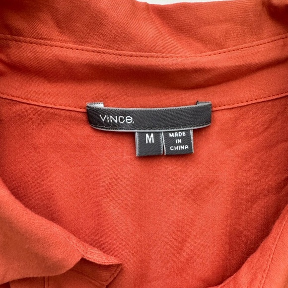 Vince Orange Sleeveless Blouse Collar Button Down Size Medium - Picture 6 of 9